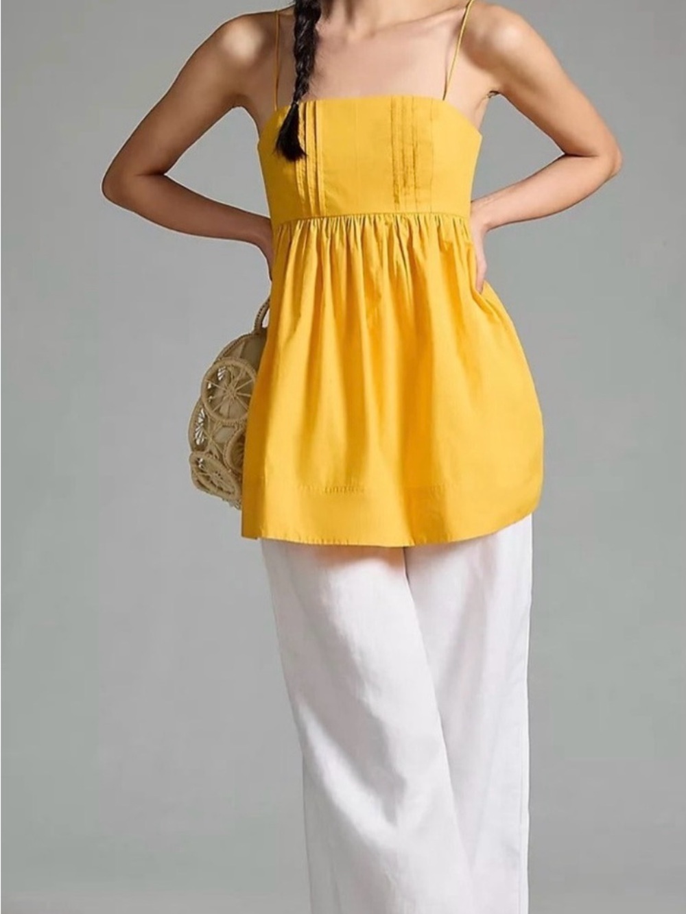 Maeve Anthropologie Boho Chic Minimalistic Pleated Babydoll Tunic Top medium - Picture 3 of 11